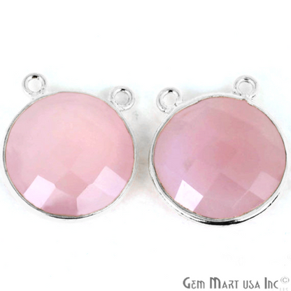 Round 16mm Cat Bail Silver Bezel Gemstone Connector
