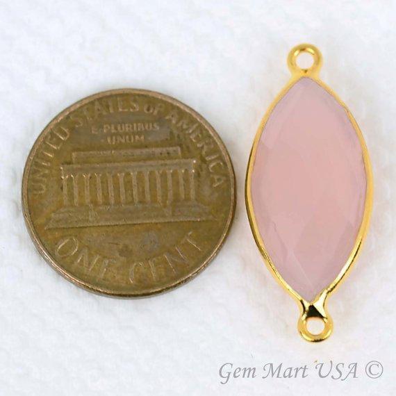 Marquise 10x20mm Double Bail Gold Bezel Gemstone Connector