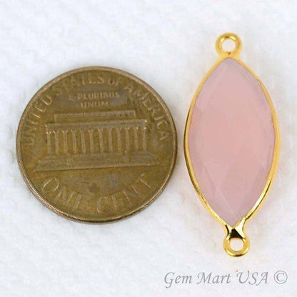 Marquise 10x20mm Double Bail Gold Bezel Gemstone Connector