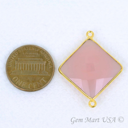 Square 16mm Double Bail Gold Bezel Gemstone Connector