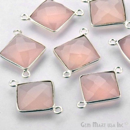 Square 12mm Double Bail Silver Bezel Gemstone Connector