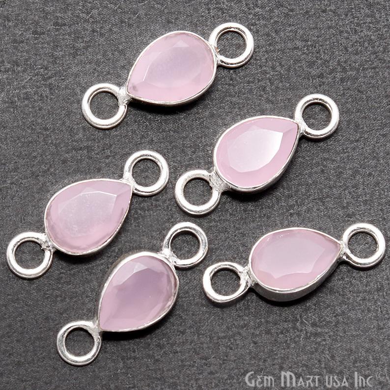 Pear 8x12mm Gemstone Silver Bezel Double Big Bail Connector