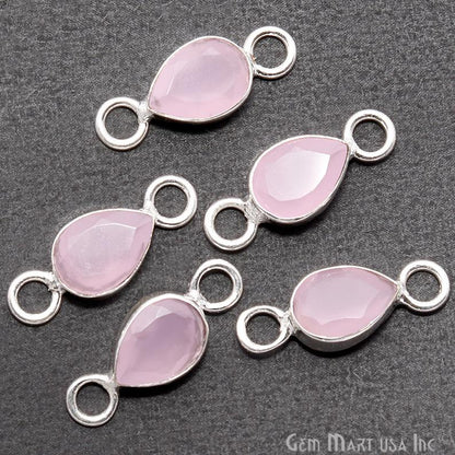 Pear 8x12mm Gemstone Silver Bezel Double Big Bail Connector