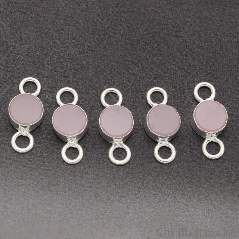 Round Shape 8mm Gemstone Double Big Bail Silver Connector (Pick Your Gemstone) - GemMartUSA
