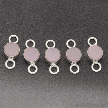 Round Shape 8mm Gemstone Double Big Bail Silver Connector (Pick Your Gemstone) - GemMartUSA