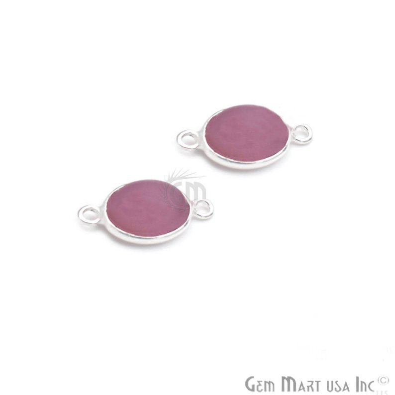 Cabochon Oval 8x10mm Silver Plated Gemstone Connector (Pick Gemstone,Bail) - GemMartUSA
