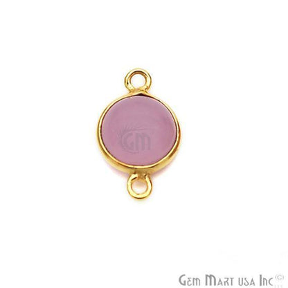 Round Shape 8mm Gemstone Cabochon Connector (Pick Your Gemstone,Plating,Bail) - GemMartUSA