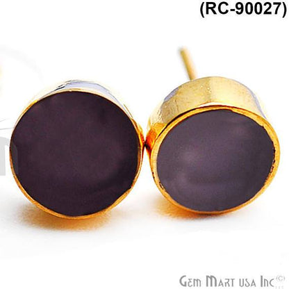 Gold Plated 8mm Round Gemstone Stud Earrings (Pick Your Gemstone) - GemMartUSA