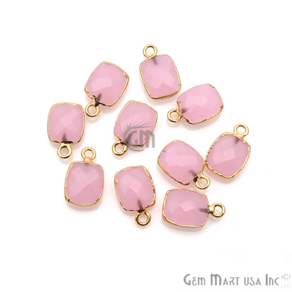 Octagon 9x11mm Single Bail Gold Electroplated Gemstone Connector