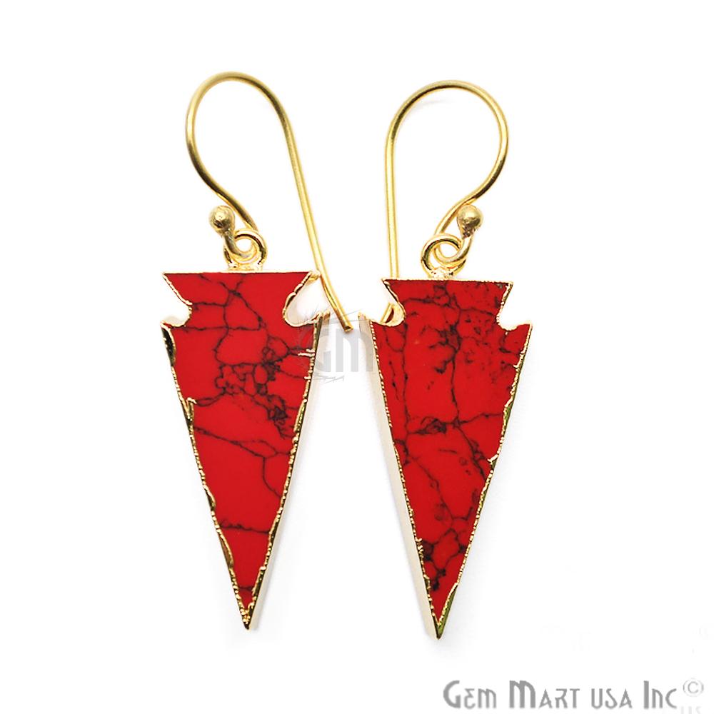 Triangle Shape 34x14mm Gold Plated Sediment Jasper Hook Earrings (Pick your Gemstone) (90163-1) - GemMartUSA