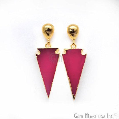 Triangle Shape 45x11mm Gold Plated Sediment Jasper Stud Earrings (Pick your Gemstone) (90168-1) - GemMartUSA