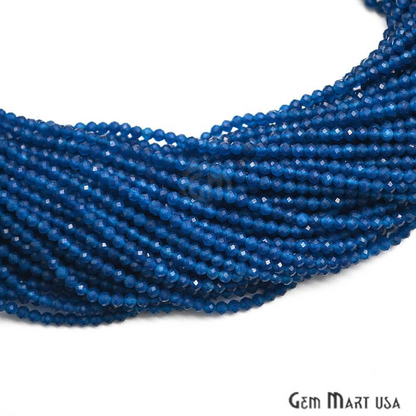 Royal Blue Chalcedony Rondelle Beads, 12-13 Inch Gemstone Strands, Drilled Strung Nugget Beads, Faceted Round, 2-2.5mm