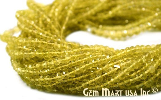 Lemon Topaz Round Beads 3-4mm Gemstone Rondelle Beads - GemMartUSA