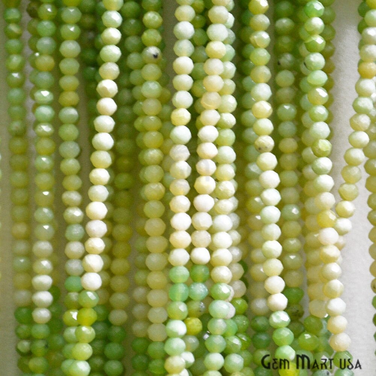 Green Opal Faceted Gemstones Rondelle Beads (762733559855)