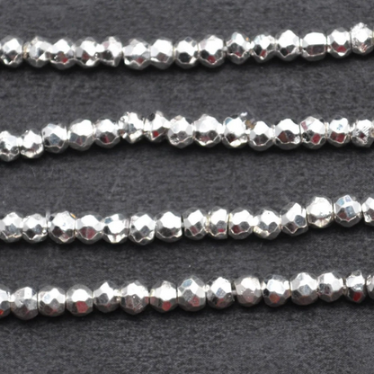 Silver Pyrite Micro Faceted Rondelle 3-4mm 13Inch Length AAAmazing quality 100 Percent Natural (RLSP-70002) (762886062127)