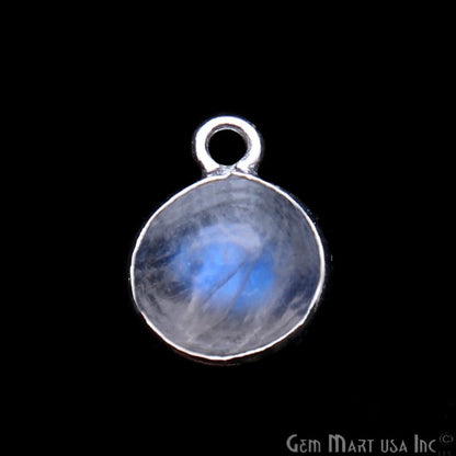 Rainbow Moonstone Round 8mm Silver Gemstone Cabochons Connector - GemMartUSA