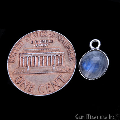 Rainbow Moonstone Round 8mm Silver Gemstone Cabochons Connector - GemMartUSA