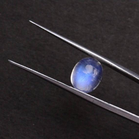 2pc Lot Natural Rainbow Moonstone Blue Flash Cabochon AAA Quality 8x10mm Loose Gemstone - GemMartUSA