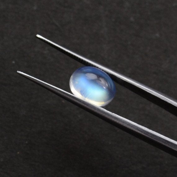 2pc Lot Rainbow Moonstone 9x11mm Loose Gemstone Cabochon - GemMartUSA