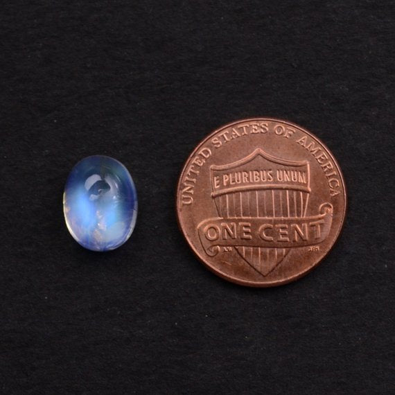 2pc Lot Rainbow Moonstone 9x11mm Loose Gemstone Cabochon - GemMartUSA