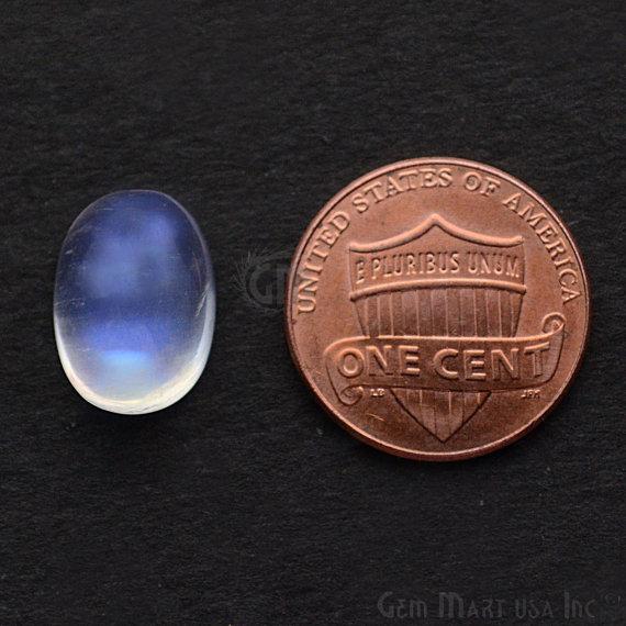 Natural Rainbow Moonstone Blue Flash Cabochon AAA Quality 10x12mm Oval Shape Loose Gemstone - GemMartUSA