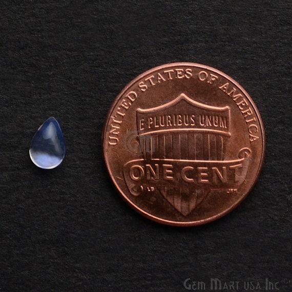 10pc Lot Natural Rainbow Moonstone Blue Flash Cabochon AAA Quality 7x5mm Loose Gemstone - GemMartUSA