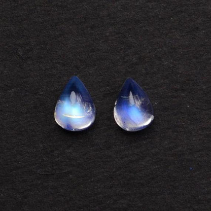 2pc Lot Natural Rainbow Moonstone Blue Flash Cabochon AAA Quality 7x9mm Loose Gemstone - GemMartUSA