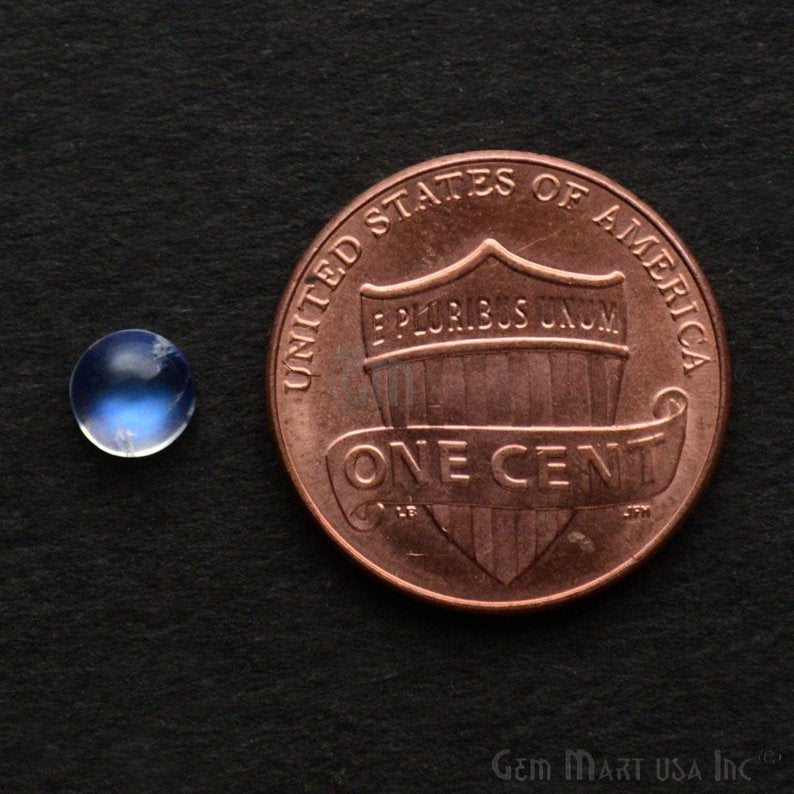 5pc Lot Rainbow Moonstone Blue Flash Cabochon 5mm Round June Birthstone Loose gemstones - GemMartUSA