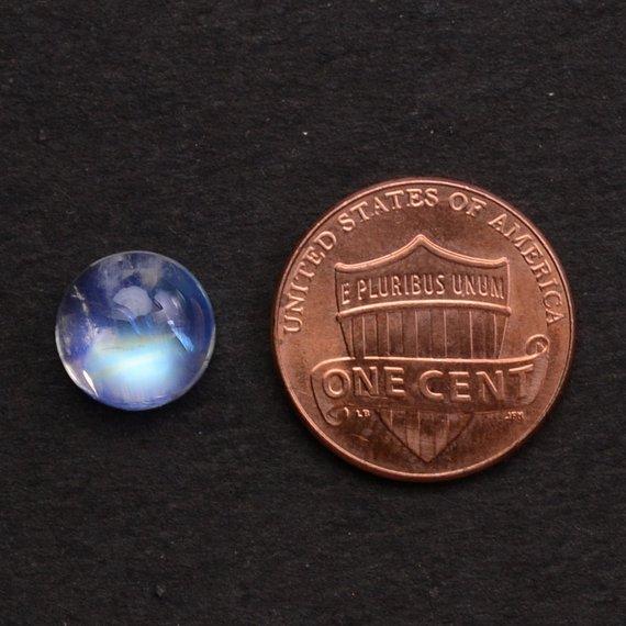 2pc Lot Natural Rainbow Moonstone Blue Flash Cabochon AAA Quality 10mm Loose Gemstone - GemMartUSA