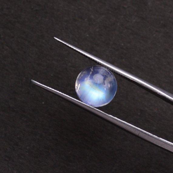 2pc Lot Natural Rainbow Moonstone Blue Flash Cabochon AAA Quality 10mm Loose Gemstone - GemMartUSA