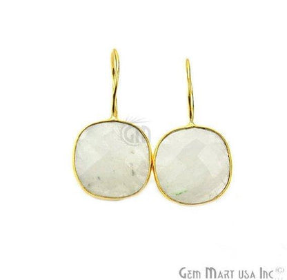 Cushion Shape 31x17mm Gold Plated Gemstone Hook Earrings (Pick your Gemstone) (90110-1) - GemMartUSA