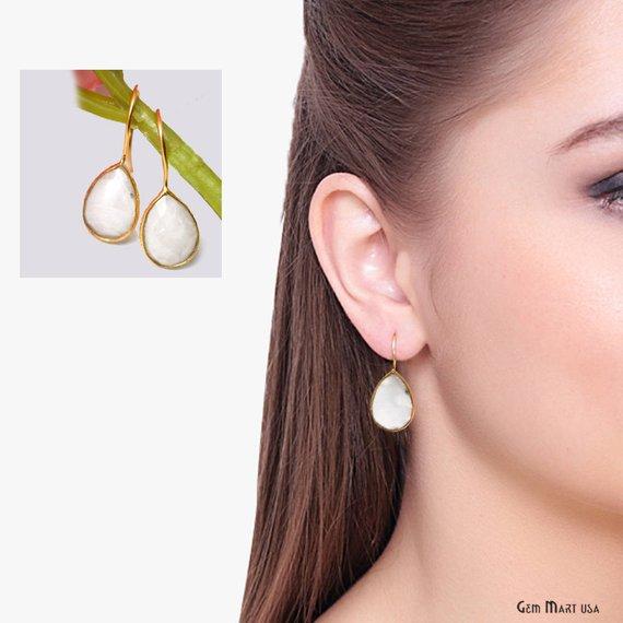 Pear 10x14mm Gemstone Gold Hook Earrings 1 Pair (Pick your Gemstone) - GemMartUSA