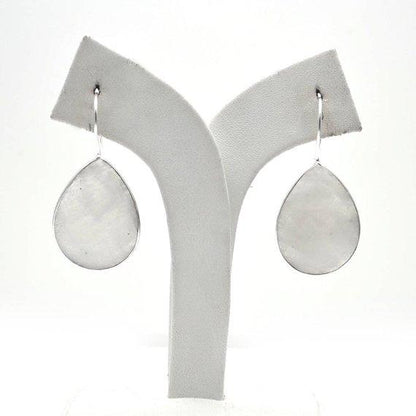 Rainbow Moonstone Silver Plated 30x22mm Pears Shape Gemstone Dangle Hook Earring (RMER-90222) - GemMartUSA