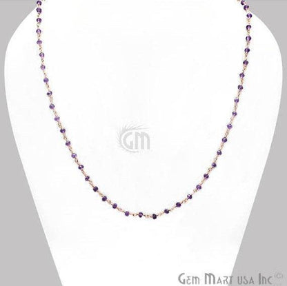 Round Faceted Beads Wire Wrapped Necklace Chain