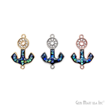 Anchor Charms, Micro Pave Anchor, Anchor Beads, Anchor Jewelry, CZ Beads 23x16mm