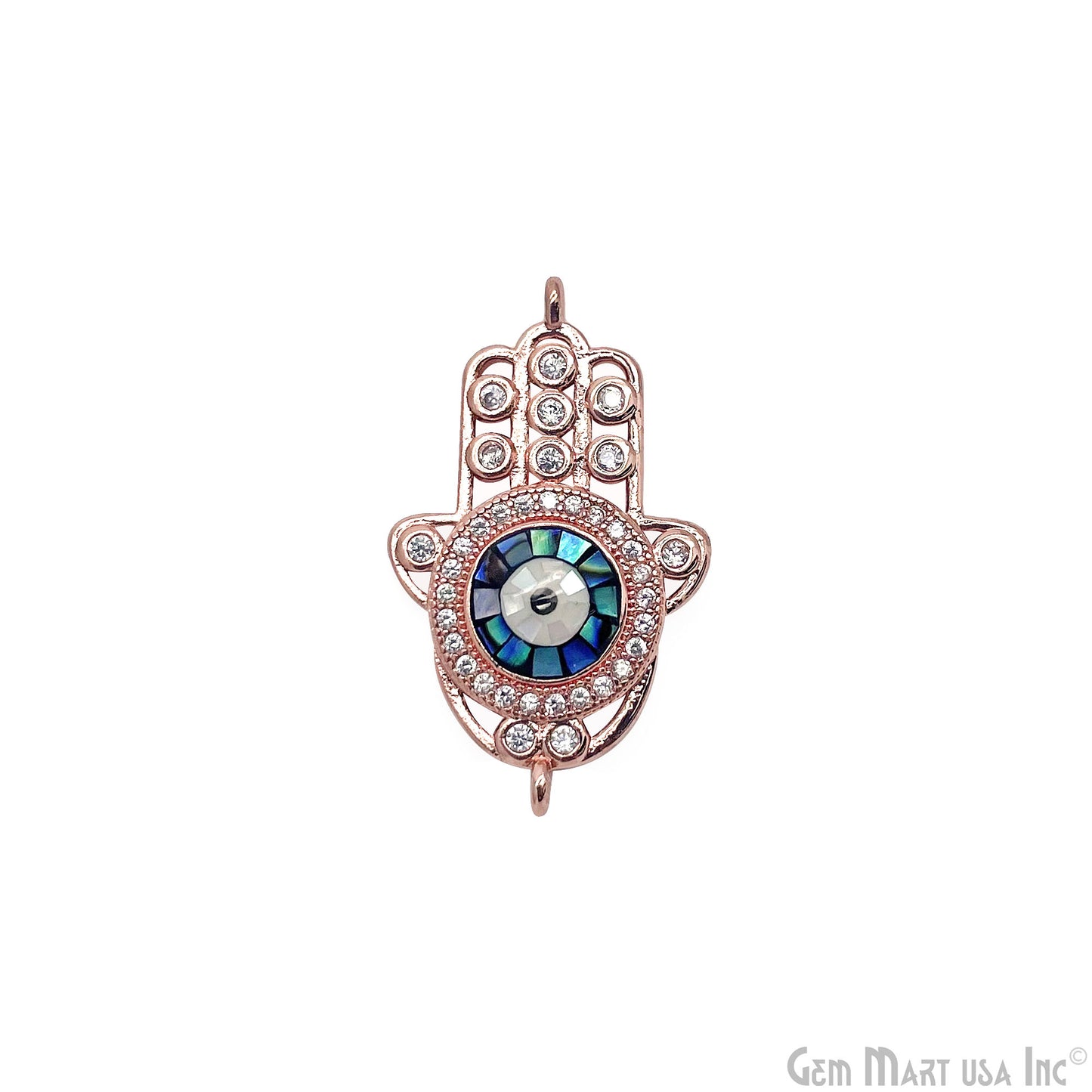 Hamsa Charm Necklace Cubic Zircon 28x17mm Double Bail Pendant