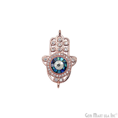 Hamsa Charm Necklace Cubic Zircon 28x17mm Double Bail Pendant