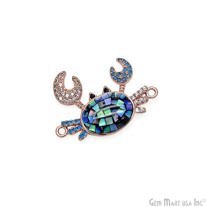 Crab Charm Pendant crab jewelry Cubic Zircon 25x17mm Pendant
