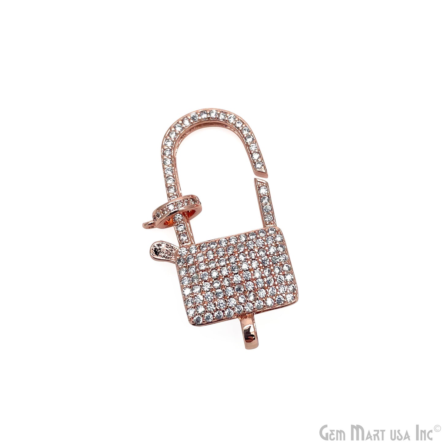 CZ Pave Lock Shape Lobster Clasp 35x16mm CZ Clear Micro Pave Lobster Claw Clasp