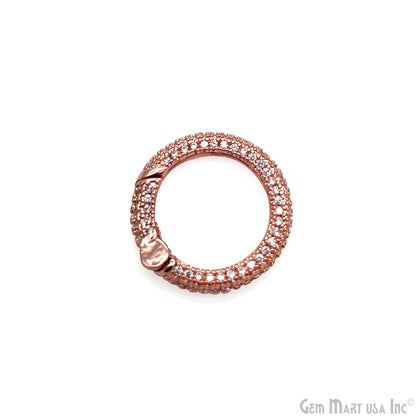 Dainty CZ Pave Round Spring Gate Ring 20mm Round Push Gate Ring-Jewelry Making Findings
