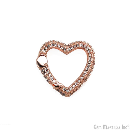 Dainty CZ Pave Heart Spring Gate Ring 20x19mm Heart Push Gate Ring-Jewelry Making Findings