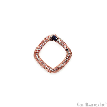 Dainty CZ Pave Square Spring Gate Ring 18mm Square Push Gate Ring-Jewelry Making Findings