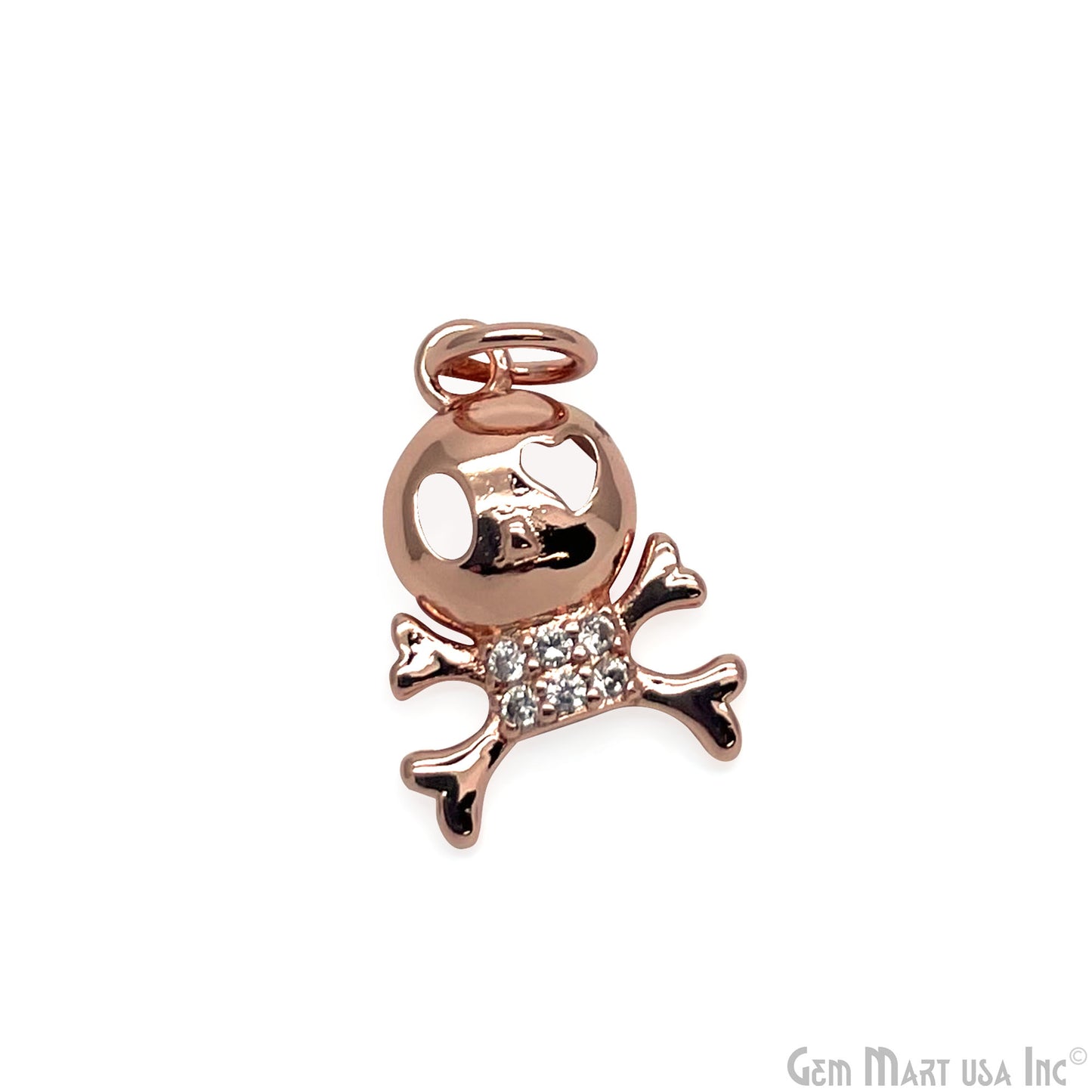 CZ Skull Crossbones 14x10mm Single Bail Pendant