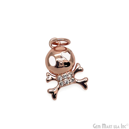 CZ Skull Crossbones 14x10mm Single Bail Pendant
