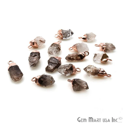 Herkimer Diamond Rough Rose Gold Electroplated 17x10mm Single Bail Pendant