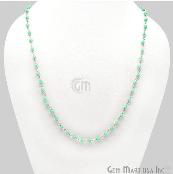 Round Bead Wire Wrapped Necklace Chain (Pick your Gemstone, Plating) - GemMartUSA