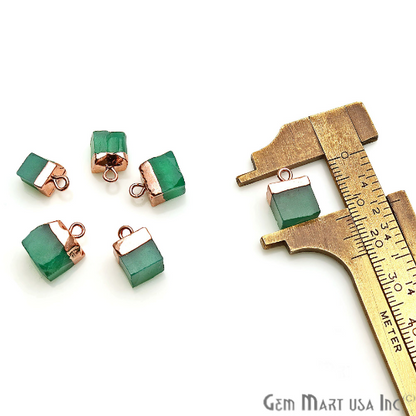 Rough Green Onyx 13x8mm Rose Gold Electroplated Single Bail Gemstone Connector