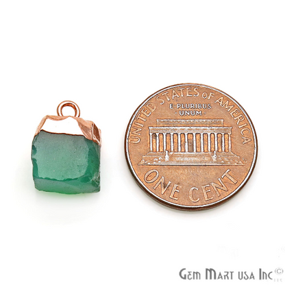 Rough Green Onyx 13x8mm Rose Gold Electroplated Single Bail Gemstone Connector