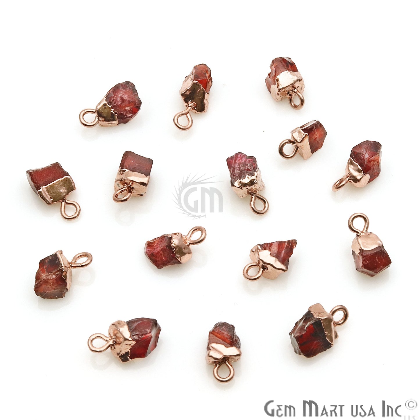 Rough Gemstone 11x6mm Free Form Rose Gold Electroplated Single Bail Gemstone Connector