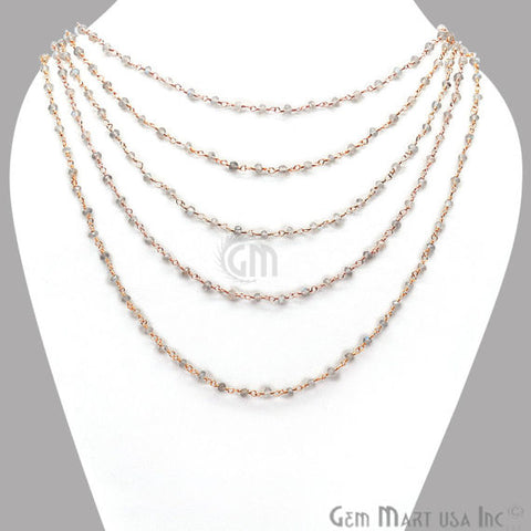 Round Bead Wire Wrapped Necklace Chain (Pick your Gemstone, Plating) - GemMartUSA